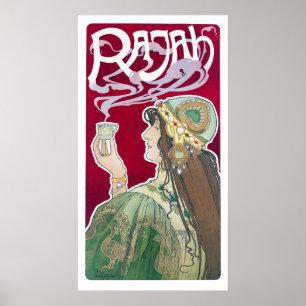 Poster Anúncio do café de Nouveau Rajah da arte do
