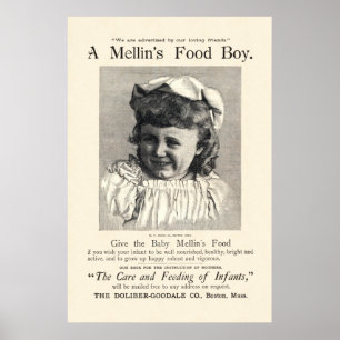 Poster Anúncio do comida para bebé de Mellin do vintage