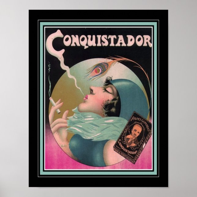 Poster Anúncio do Conquistador de Cigarro Art Deco 1930 (Frente)