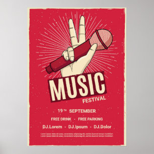 Poster Anúncio do evento musical retrô Convite