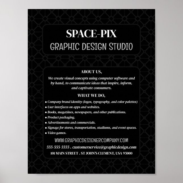 Poster Anúncio do Gráfico de Malha, Designer Gráfico (Frente)