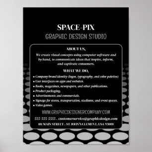 Poster Anúncio do Gráfico Monocromático, Designer Gráfico