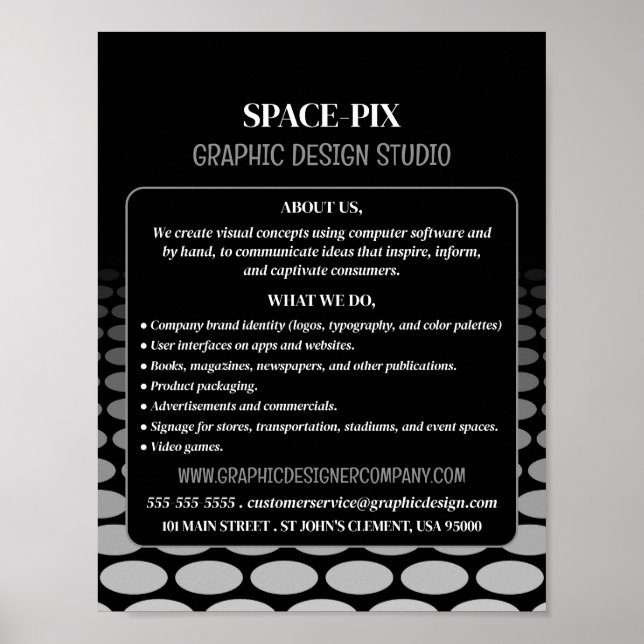 Poster Anúncio do Gráfico Monocromático, Designer Gráfico (Frente)