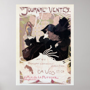 Pôster Anúncio do jornal do leilão do nouveau da arte d