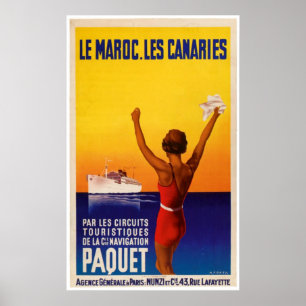 Poster Anúncio do navio do vintage de Le Maroc Les