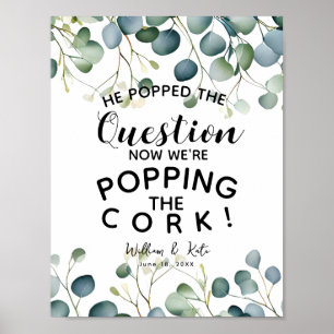 Poster Anúncio do NOIVADO verde do casamento Eucalyptus