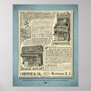 Poster Anúncio do Piano Vintage