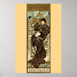 Poster Anúncio do teatro de Nouveau da arte do vintage