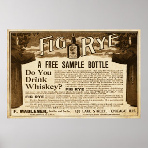 Poster Anúncio do uísque de Rye do figo do vintage desd