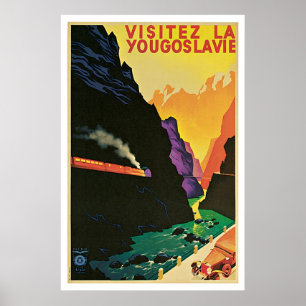 Poster Anúncio do viagem de Jugoslávia da visita dos an