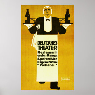 Pôster Anúncio do vintage do ~ do restaurante do teatro