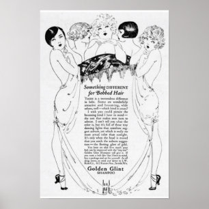 Pôster Anúncio dourado do champô do vintage