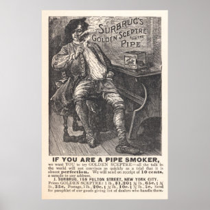 Poster Anúncio dourado do tabaco de tubulação do Scept