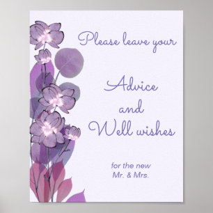Poster Anúncio floral púrpura Mauve e sinal de boas inten