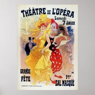 Poster Anúncio francês da bola de mascarada do époque 