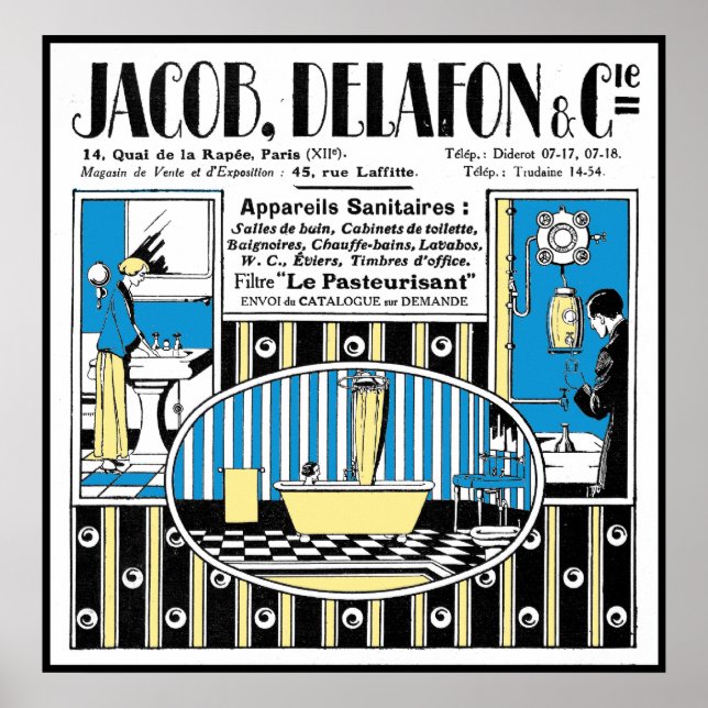Pôster Anúncio francês de canalização de 1924 (Frente)