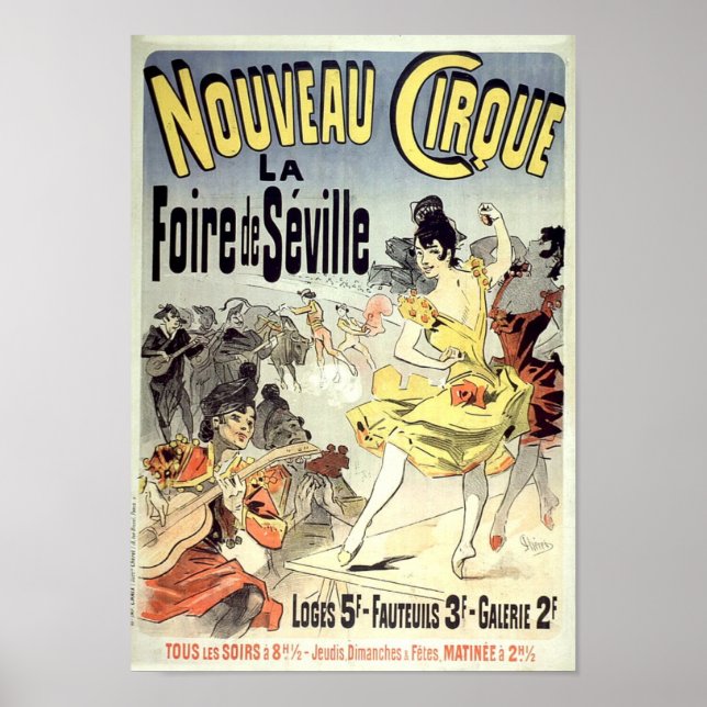 Poster Anúncio francês no Cirque Vintage (Frente)