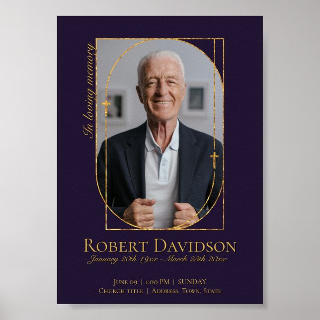 Poster Anúncio Funerário Digital Roxo Escuro (Frente)