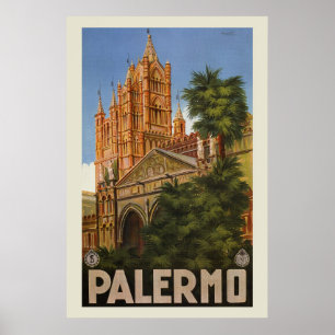 Poster anúncio italiano do viagem de Palermo Sicília do