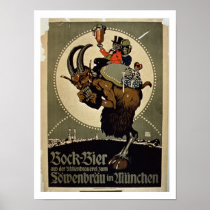 Poster Anúncio para "Bock Beer from Lowenbrau Brewer"