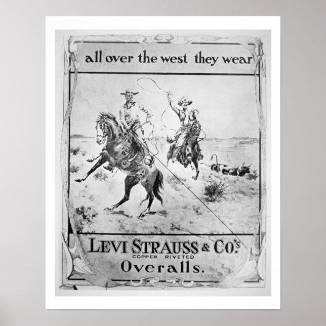 Poster Anúncio para Levi Strauss & Co, c.1900 (lito) (Frente)
