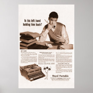 Poster Anúncio portátil real da máquina de escrever do