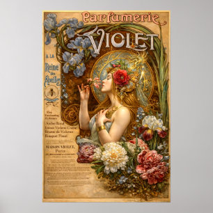 Poster Anúncio Retro Art Nouveau de Perfume Francês