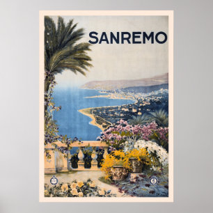 Pôster Anúncio Sanremo Italia do viagem de Litho do