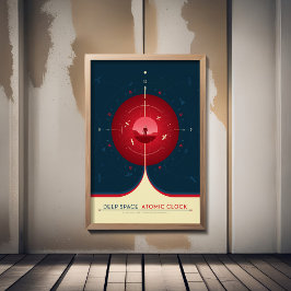 Poster Anúncio Sci-Fi, Relógio Atômico Vermelho, Espaço P