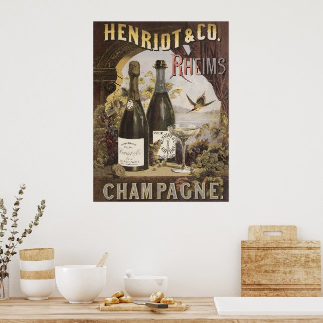 Poster Anúncio Vintage Para Champanhe Henriot & Co. Rheim (Cozinha)