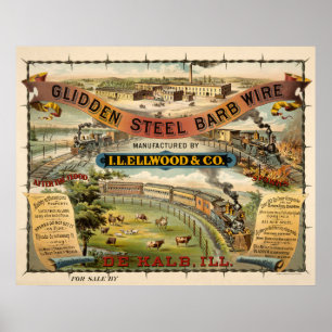 Poster Anúncio Vintage Para Fio De Barba De Aço Glidden