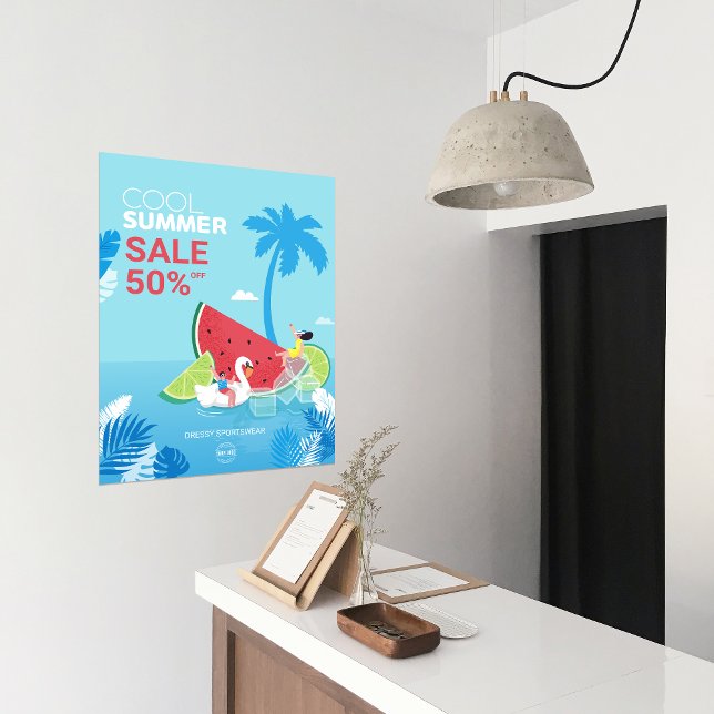 Pôster Anúncios comerciais de venda sazonal do PalmTree p (custom Palm Tree Watermelon Cool Summer Sale Business Ads Poster)