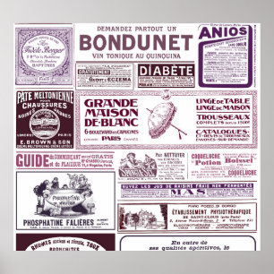 Poster Anúncios em jornais franceses Vintage 1910