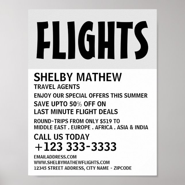 Poster Anúncios em negrito moderno, em linhas aéreas (Frente)