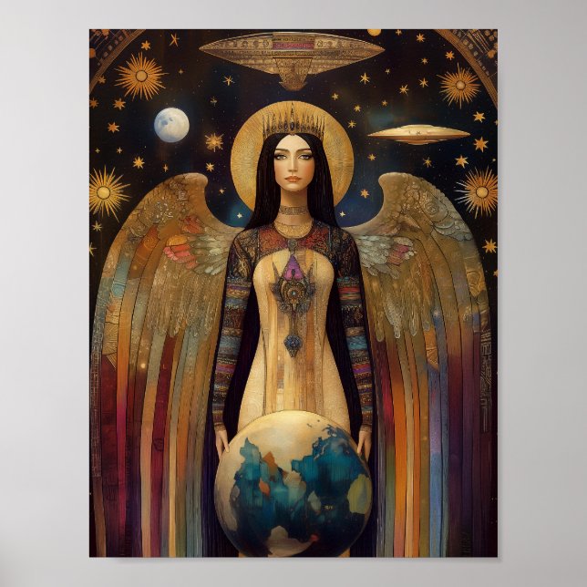 Poster Anunnaki Star Goddese Ishtar Surreal OVNI Art (Frente)