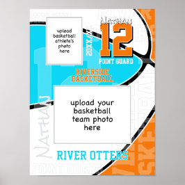Poster ANY team colors basketball team + athlete photo