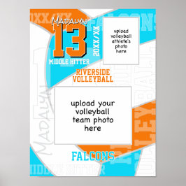 Poster ANY team colors volleyball player + team photo