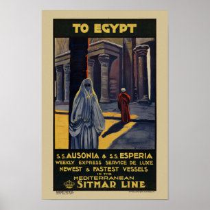 Poster Ao Egito Viagens vintage de 1928