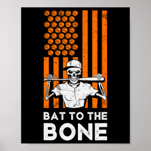 Poster Ao Esqueleto Bone Halloween Do Baseball Beball B