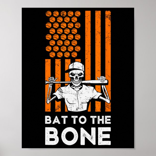 Poster Ao Esqueleto Bone Halloween Do Baseball Beball B (Frente)