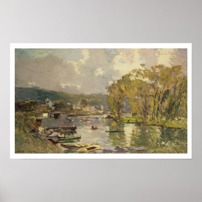 Pôster Ao longo do Sena em Meudon, c.1893 (óleo na canvas (Frente)