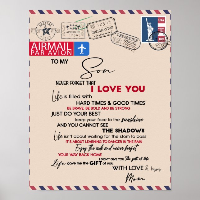 Poster Ao Meu Filho Presente, Mãe E Filho, Carta De Amor  (Frente)