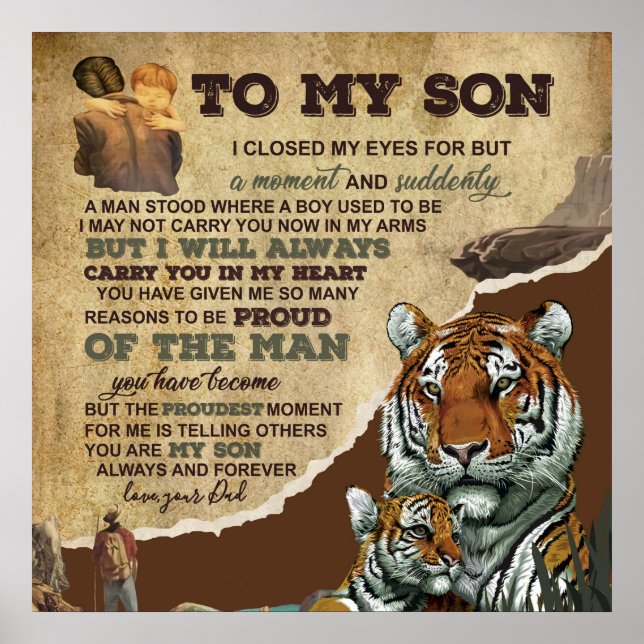 Poster Ao Meu Filho Presente, Tiger Amantes, Carta Ao Fil (Frente)