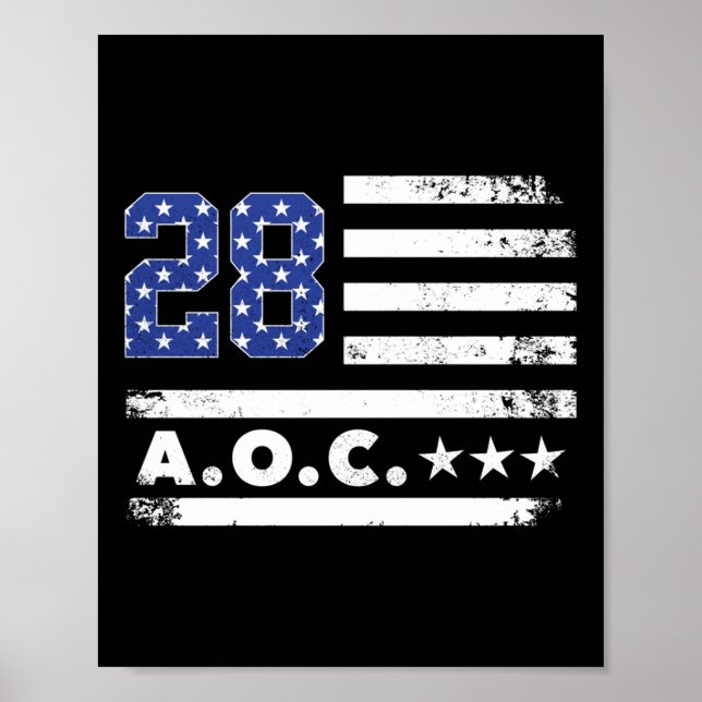 Poster Aoc 2028 A.c. 2028 Para Presidente Americano Flag  (Frente)