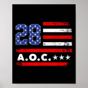 Poster Aoc 2028 A.c. 2028 Para Presidente Americano Flag