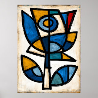 Poster Aoi Bara Rosa Azul Abstração Tribal