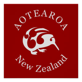 Pôster Aotearoa Nova Zelândia KIWI POSTER