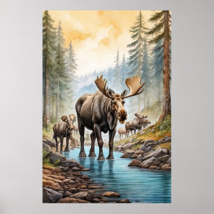 Poster *~* AP49 Floresta Natureza do Fluxo de Herda MOOSE