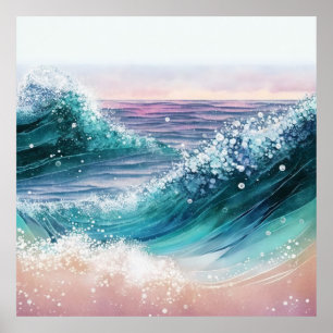 Poster *~* AP60 Wave Sea Sparkle Coastal Ocean Sand Beach