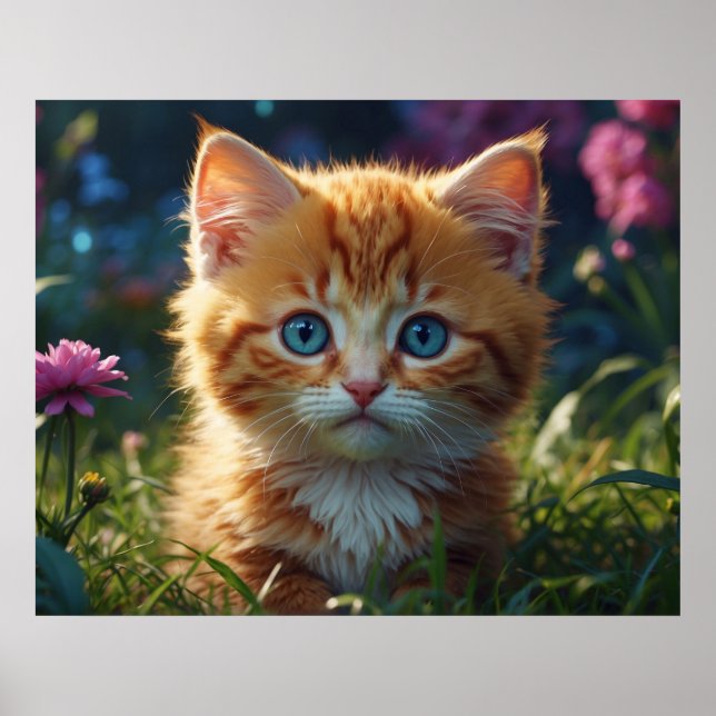Poster *~* AP68 5:4 Gatinho Felino Gatinho Fluffy Naturez (Frente)
